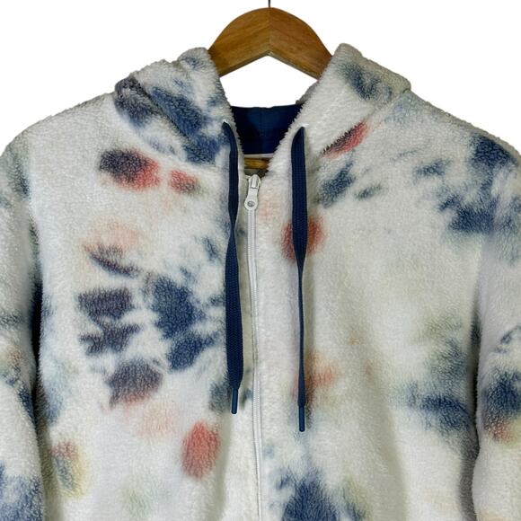 Offline by Aerie Fleece Hoodie Jacket Womens S Tie Dye Zip Sherpa Cropped Cozy - Picture 2 of 7